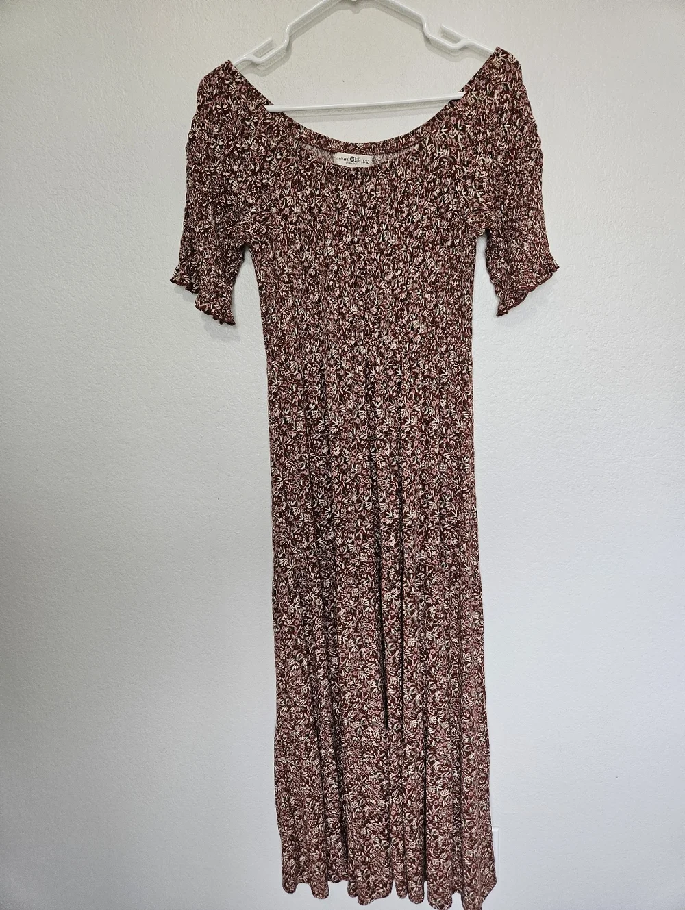 Natural Life | Floral Tiered Smocked Midi Long Dress Off The Shoulder Large / XL - Picture 4 of 7